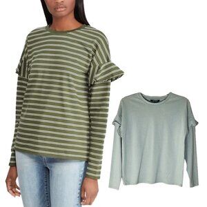 ❤️ RALPH LAUREN Long Sleeve ruffle sleeve top Size S